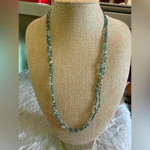 Delicate Teal and Silver Beaded Women's Necklace